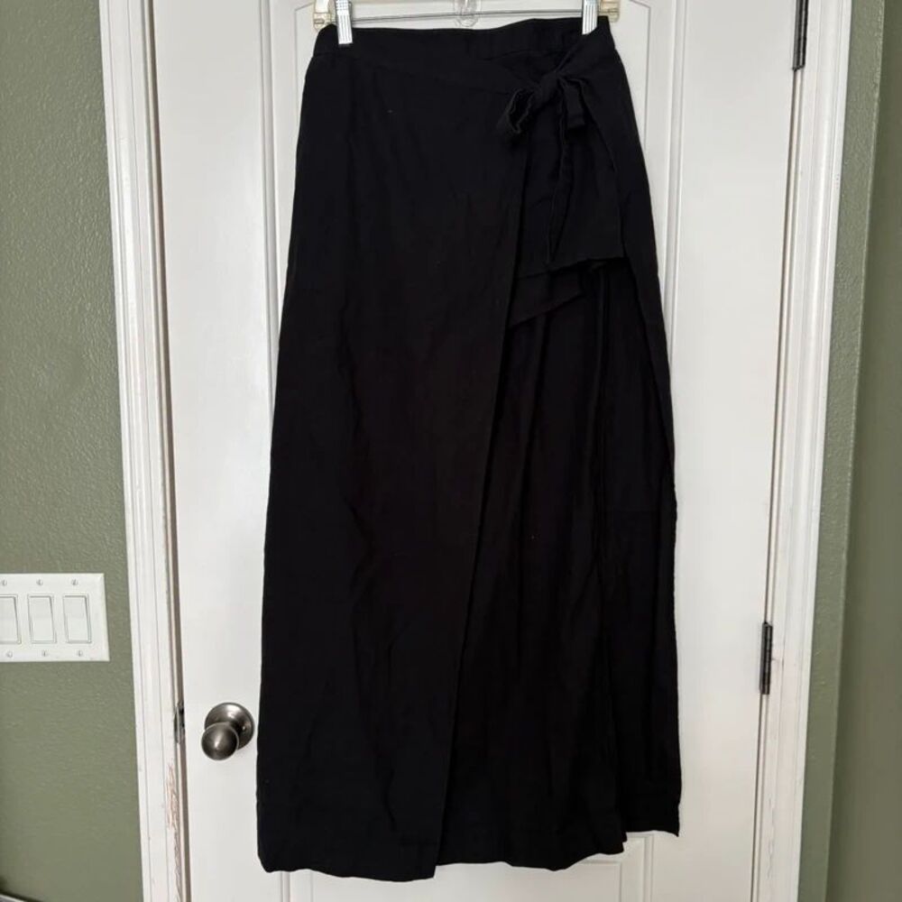 Free People Black Maxi Wrap Skort Size M Boho Tie Waist